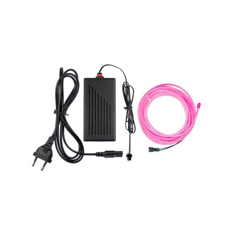 Neon flexible Hausdekoration rosa - 5m - Durchm. 3mm + Blinklicht