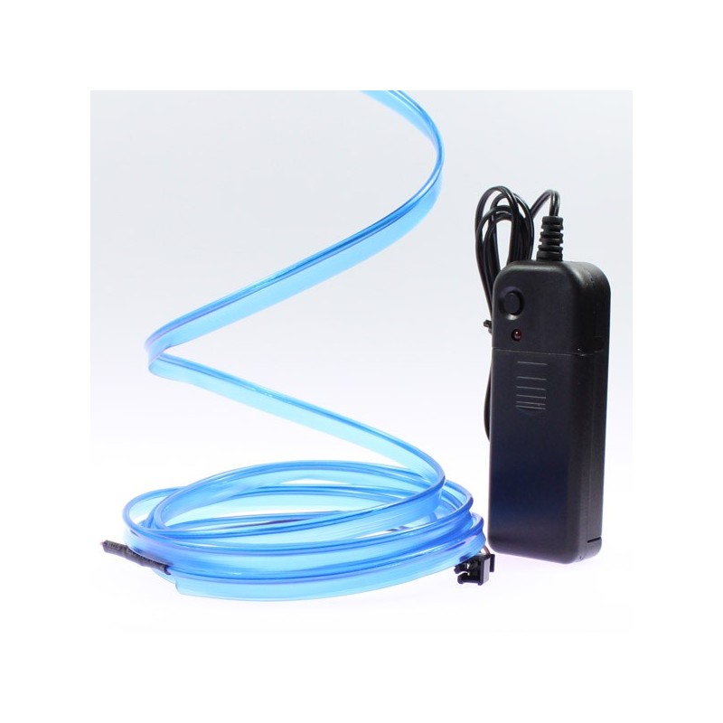 Cable luminoso collar azul 2m con pilas transformador 