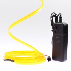 Fil lumineux jaune collerette 2m avec alimentation à piles