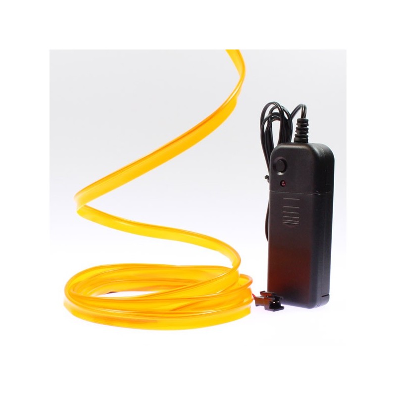 Cable luminoso collar naranja 2m con pilas transformador 