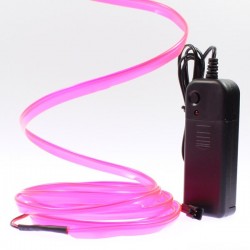 Fil lumineux rose collerette 2m avec alimentation à piles