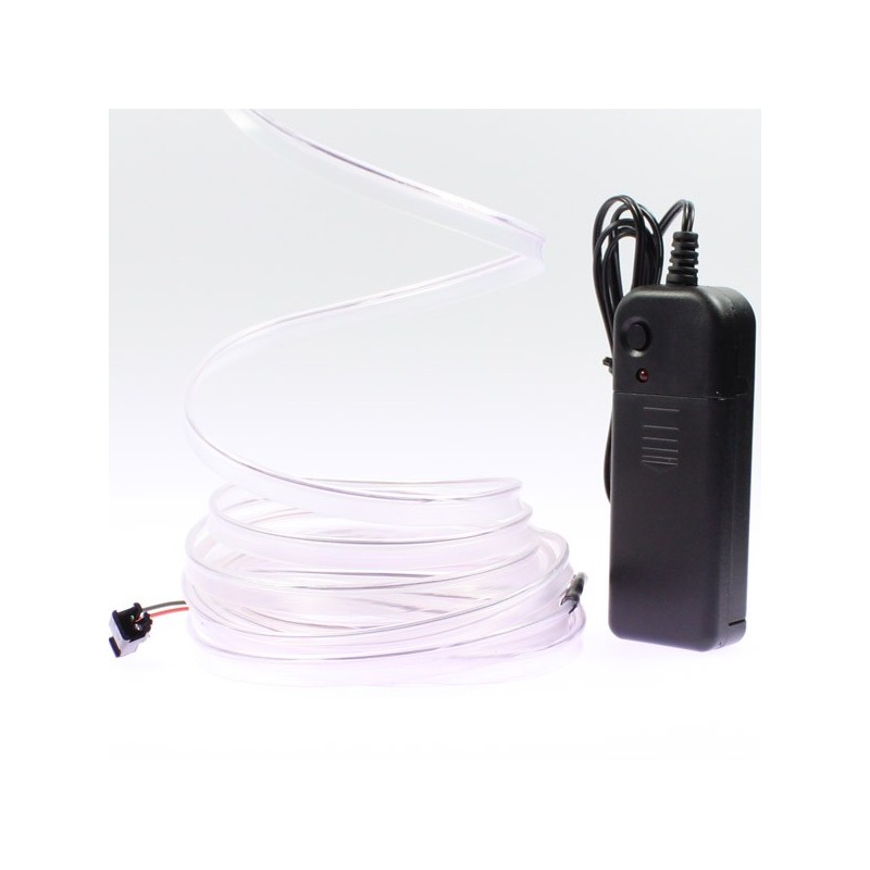 Cable luminoso collar blanco 5m con pilas transformador 