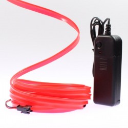 Fil lumineux rouge collerette 5m avec alimentation à piles