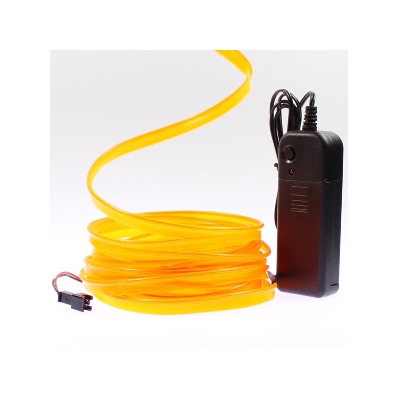 Cable luminoso collar naranja 5m con pilas transformador 