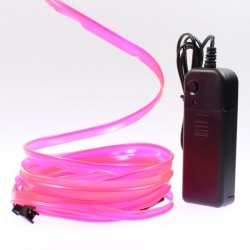 Cable luminoso collar rosa 5m con pilas transformador 
