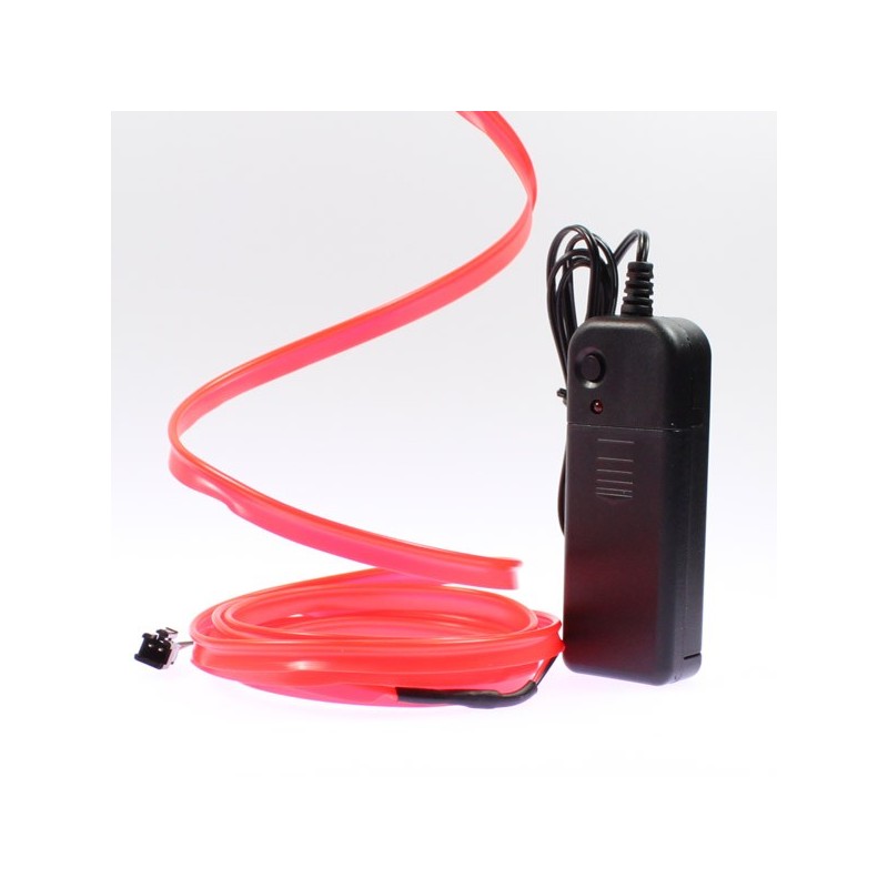 2m roter Leuchtfaden mit Batteriebetrieb