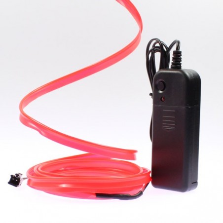 Cable luminoso collar rojo 2m con pilas transformador 