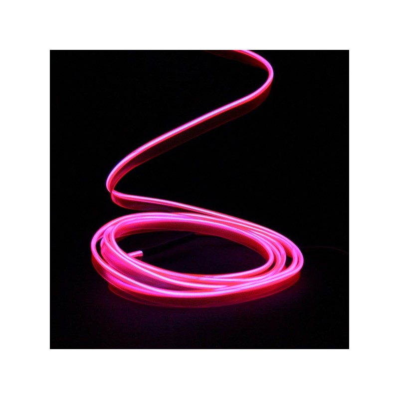 Cable luminoso collar rosa 2m con pilas transformador 