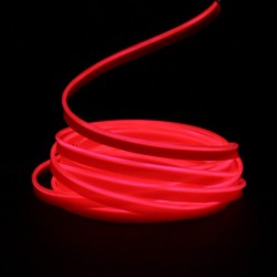 Fil lumineux rouge collerette 5m avec alimentation à piles