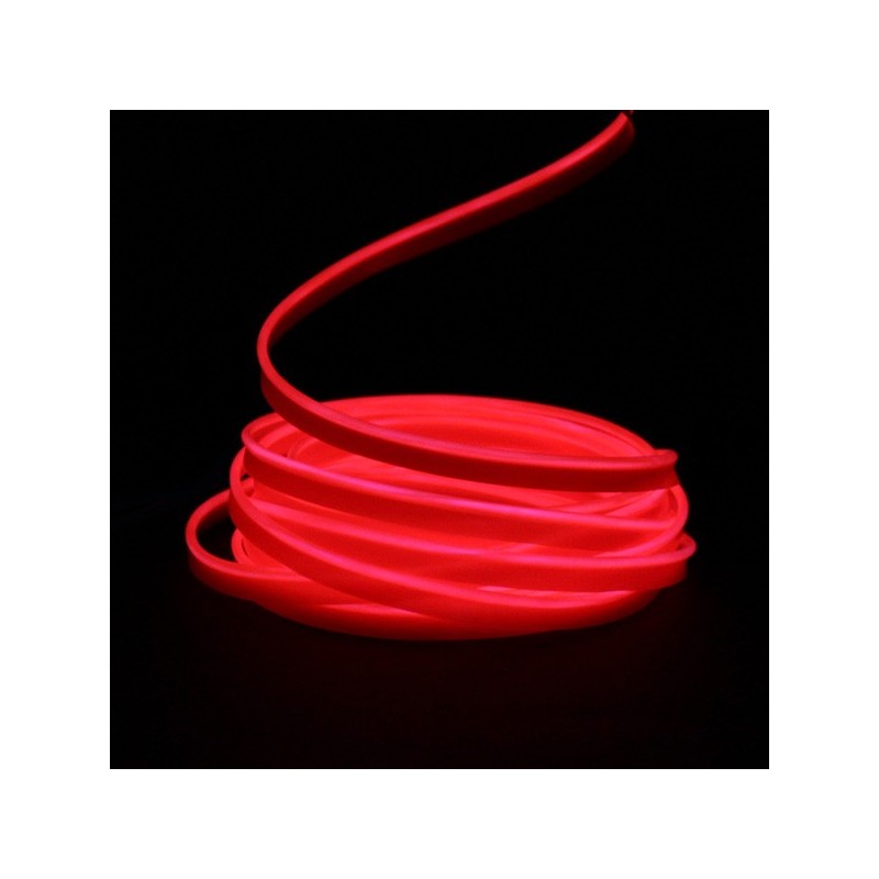 Fil lumineux rouge collerette 5m avec alimentation à piles
