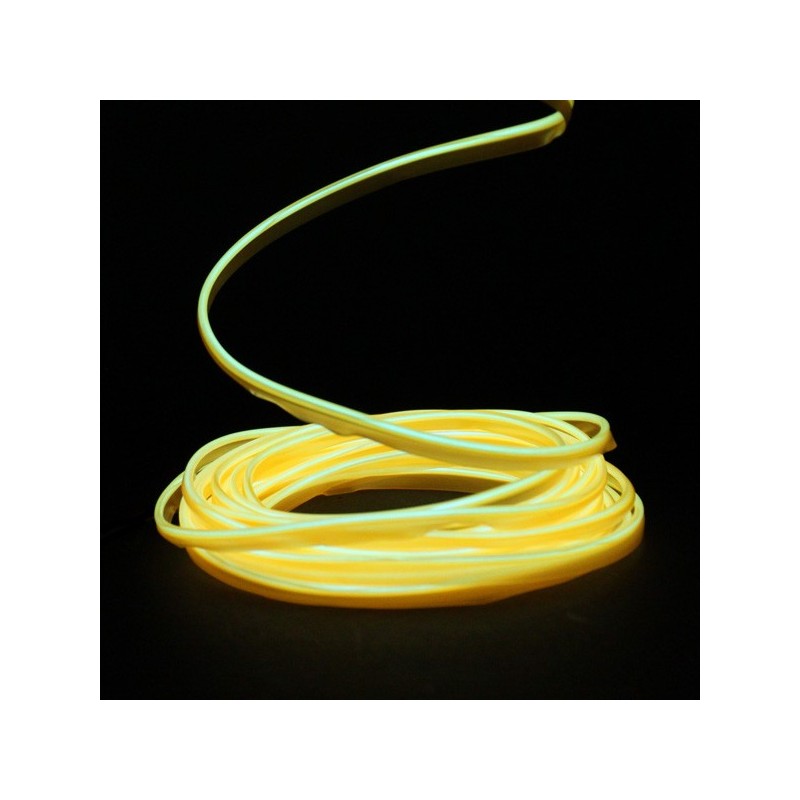 Cable luminoso collar amarillo 5m con pilas transformador 