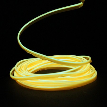 Cable luminoso collar amarillo 5m con pilas transformador 