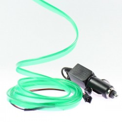 Grüner Leuchtdraht mit Kragen für Autotuning und Zigarettenanzünder - 2m
