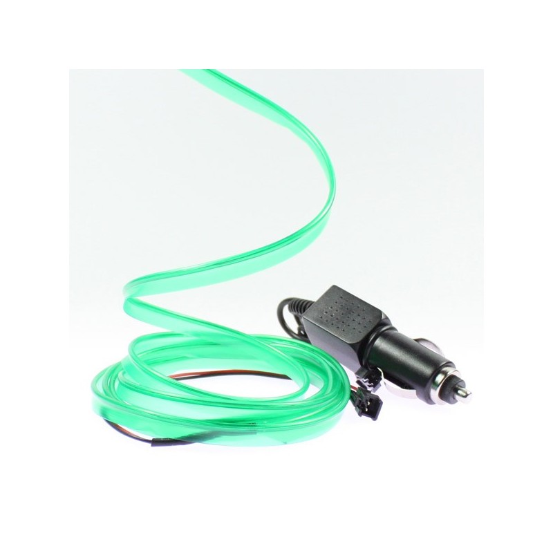 Cable luminoso collar tuning verde coche + encendedor - 2m