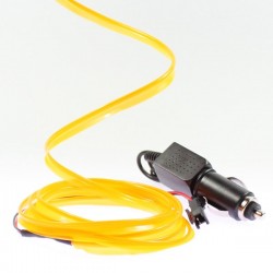 Fil lumineux orange collerette tuning auto + allume cigare - 2m