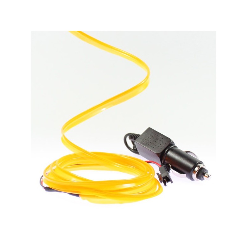 Orangefarbenes Lichtkabel mit Kragen für Autotuning und Zigarettenanzünder - 2m