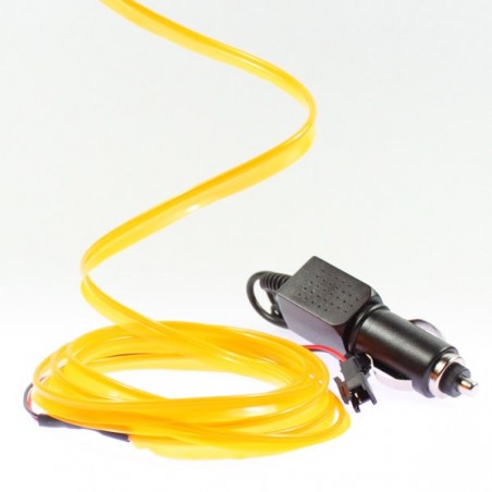 Orangefarbenes Lichtkabel mit Kragen für Autotuning und Zigarettenanzünder - 2m