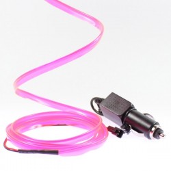 Cable luminoso collar tuning coche rosa + encendedor - 2m