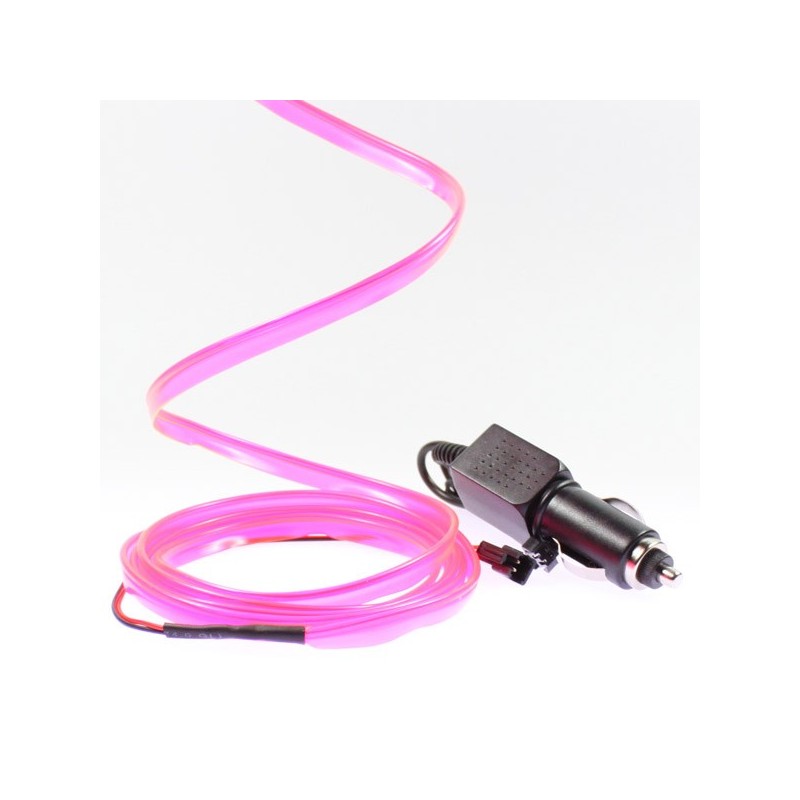 Leuchtschnur rosa mit Kragen für Autotuning und Zigarettenanzünder - 2m