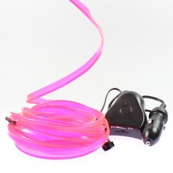 Fil lumineux rose collerette 5m - tuning auto + capteur de son