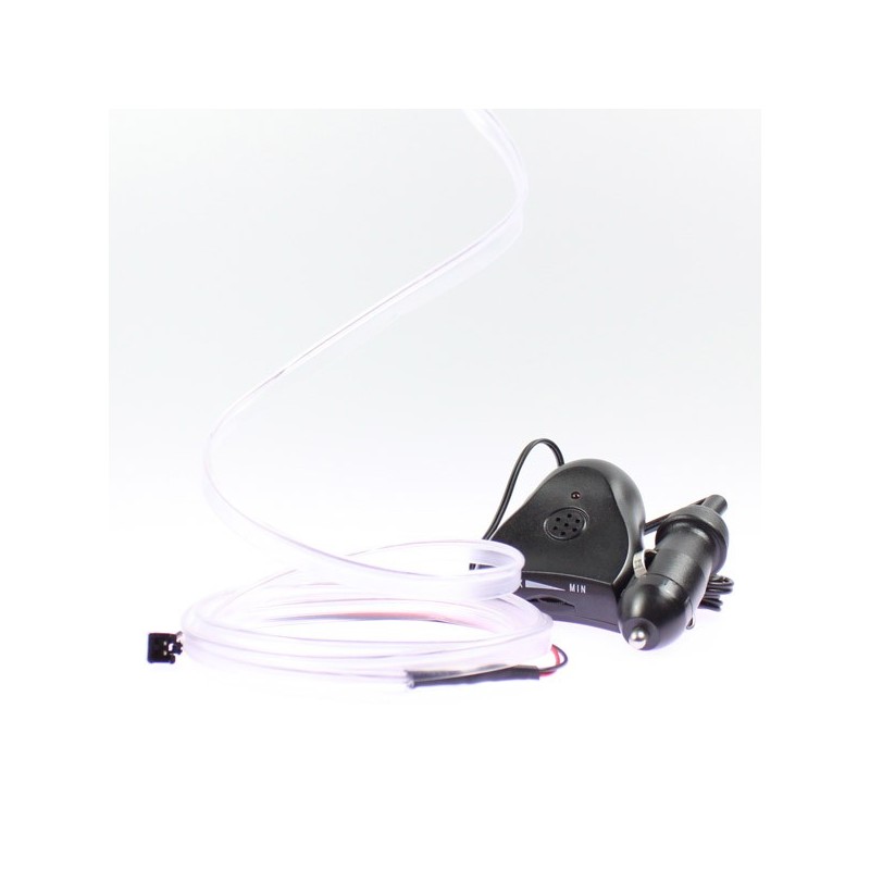 2m weißer Leuchtfaden mit Halsband - Autotuning + Soundsensor
