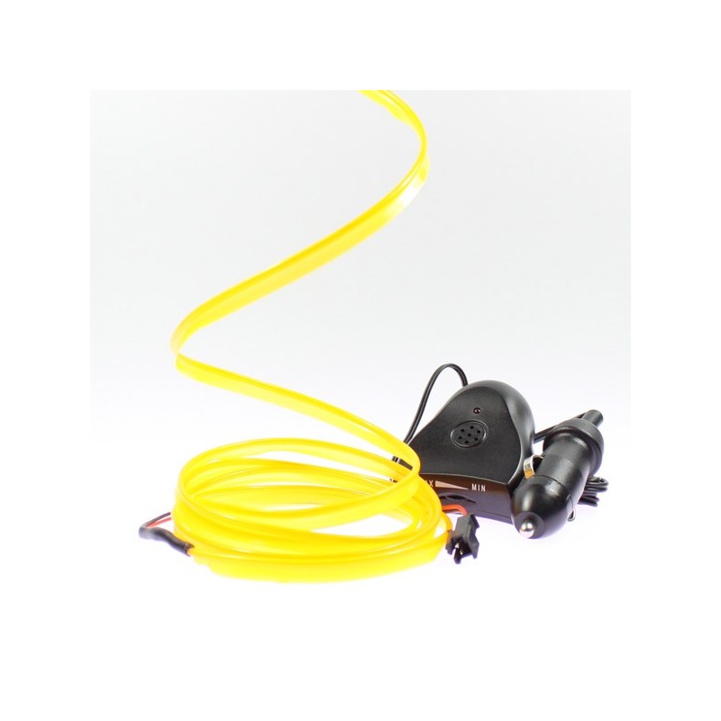 Cable luminoso collar amarillo 2m - tuning coche + sensor de sonido