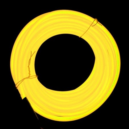 Cable luminoso tuning coche amarillo + sensor de sonido - 5m - diam. 3mm
