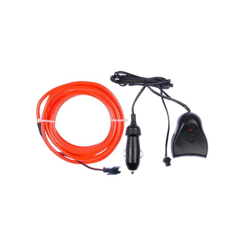 Cable luz moldeable tuning coche rojo + sensor de sonido