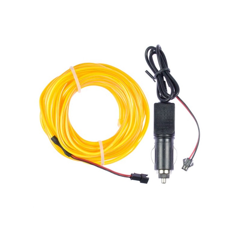 Cable luz moldeable tuning coche amarillo 2m + mechero