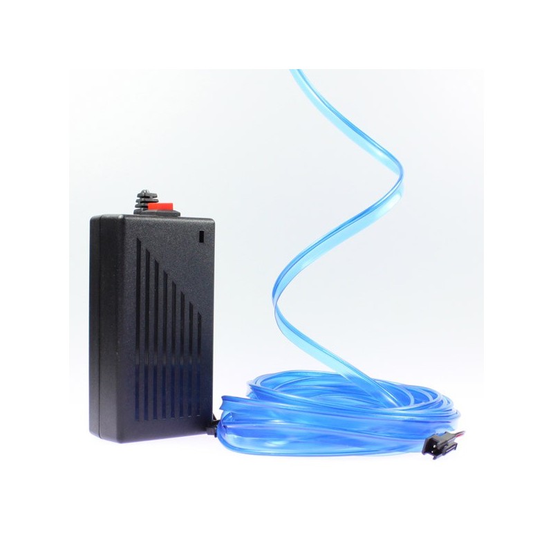 Blauer Leuchtfaden mit 5m Halsband und 220V Stromversorgung + Blinklicht