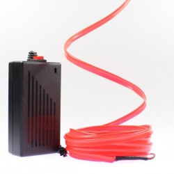 Fil lumineux rouge collerette 5m avec alimentation 220V + clignotement 