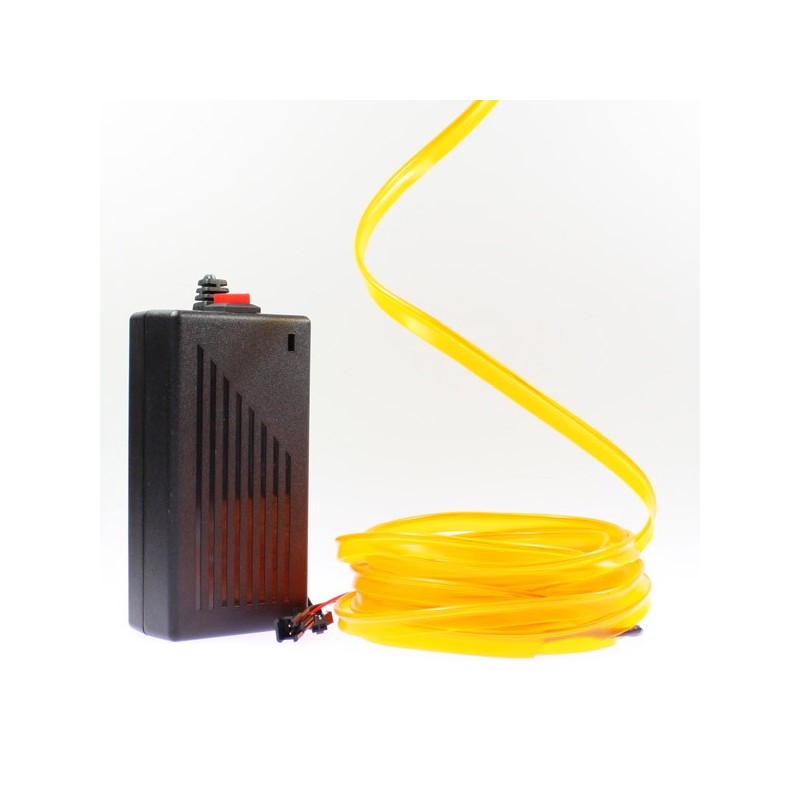 Cable luminoso collar naranja 5m con transformador 220V + intermitente 