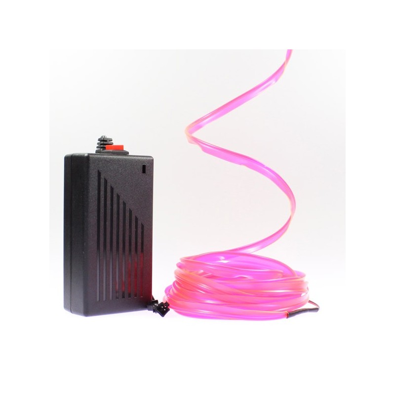 Fil lumineux rose collerette 5m avec alimentation 220V + clignotement 