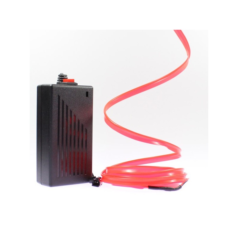 Cable luminoso collar rojo 2m con transformador 220V + intermitente