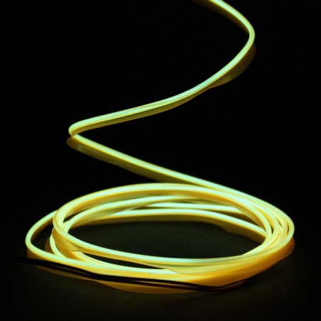 Cable luminoso collar amarillo 2m con transformador 220V + intermitente