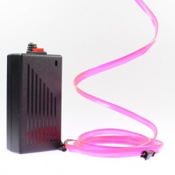Fil lumineux rose collerette 2m avec alimentation 220V + clignotement