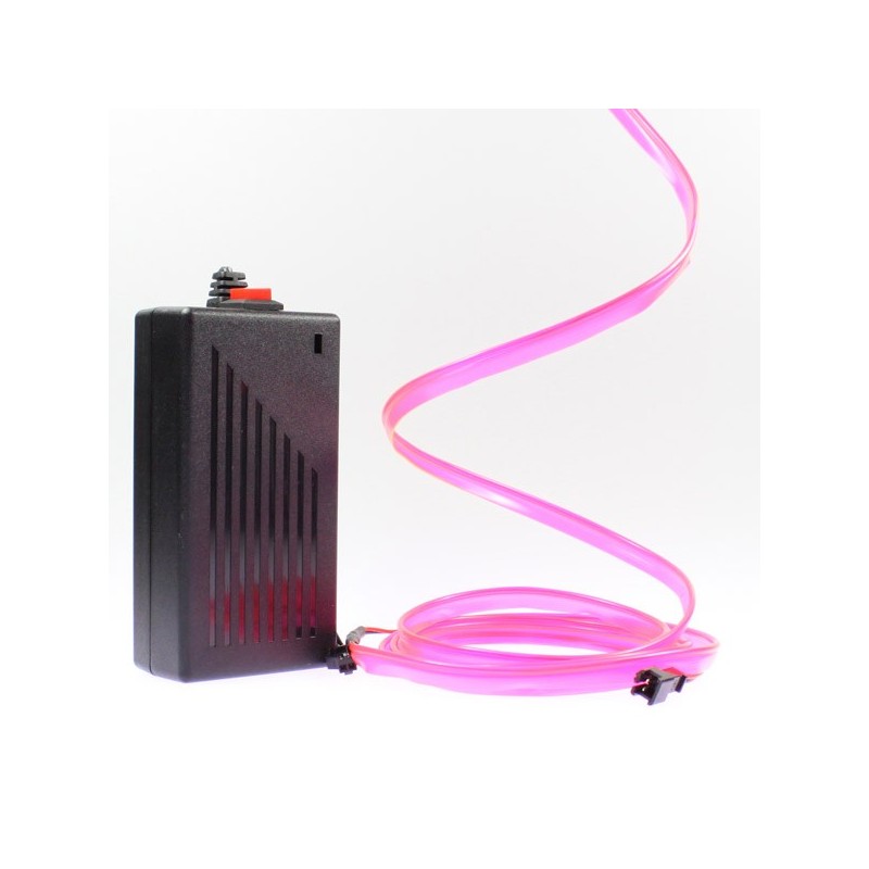 Cable luminoso collar rosa 2m con transformador 220V + intermitente
