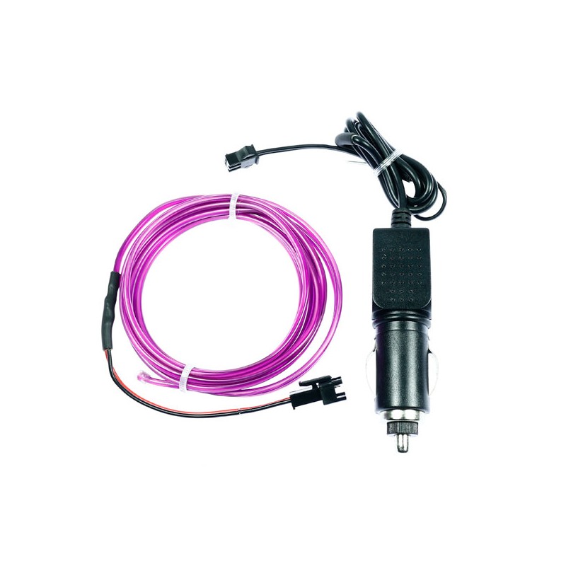 Cable luz moldeable tuning violeta auto 2m + mechero