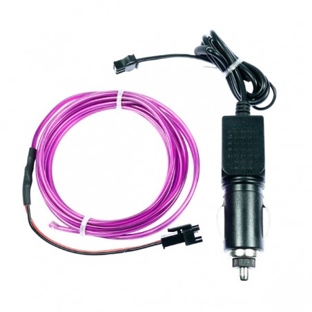 Bendable el wire violet tuning auto 2m + cigar lighter