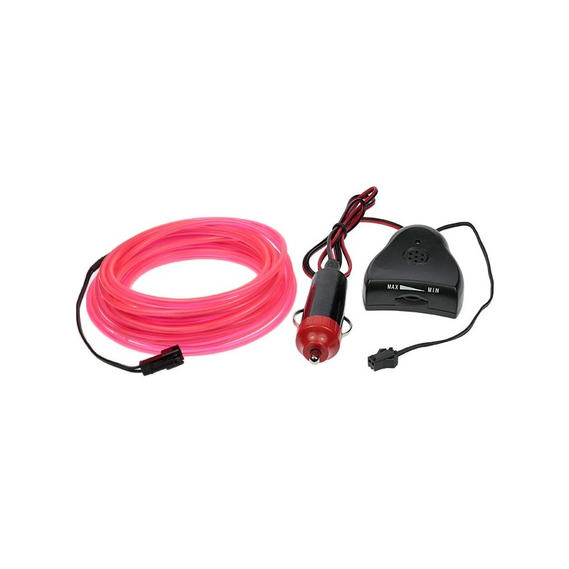 Neon flexible tuning car pink + sound sensor - 5m - diam. 3mm
