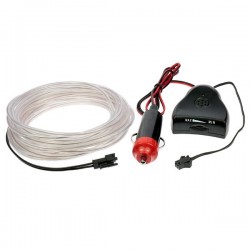 Neón flexible tuning coche blanco + sensor de sonido - 5m - diam. 3mm