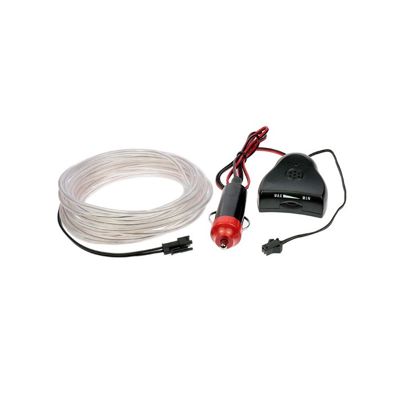 Neon flexible tuning auto blanc + capteur de son - 5m - diam. 3mm