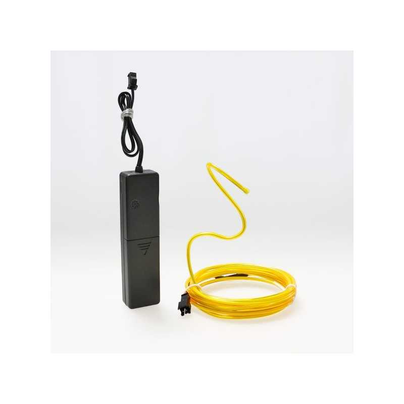 Cable luminoso moldeable 2 m amarillo a pilas con sensor de sonido