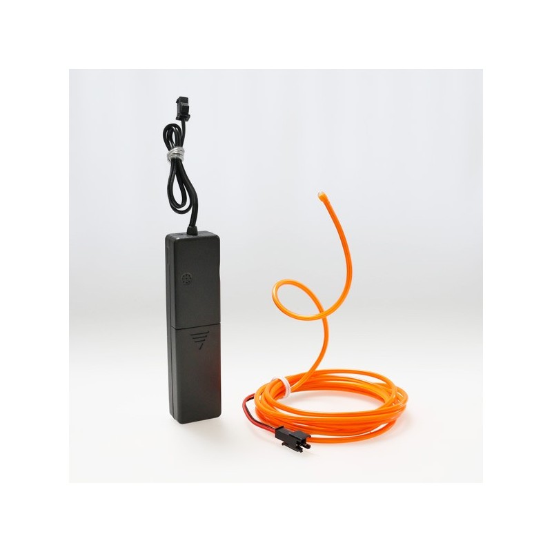 Fil néon flexiforme 2m orange à piles avec capteur de son