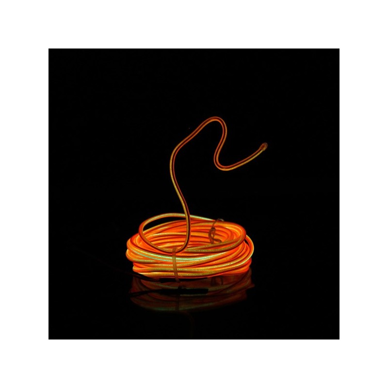 Cable luminoso moldeable naranja a pilas de 2 m con sensor de sonido