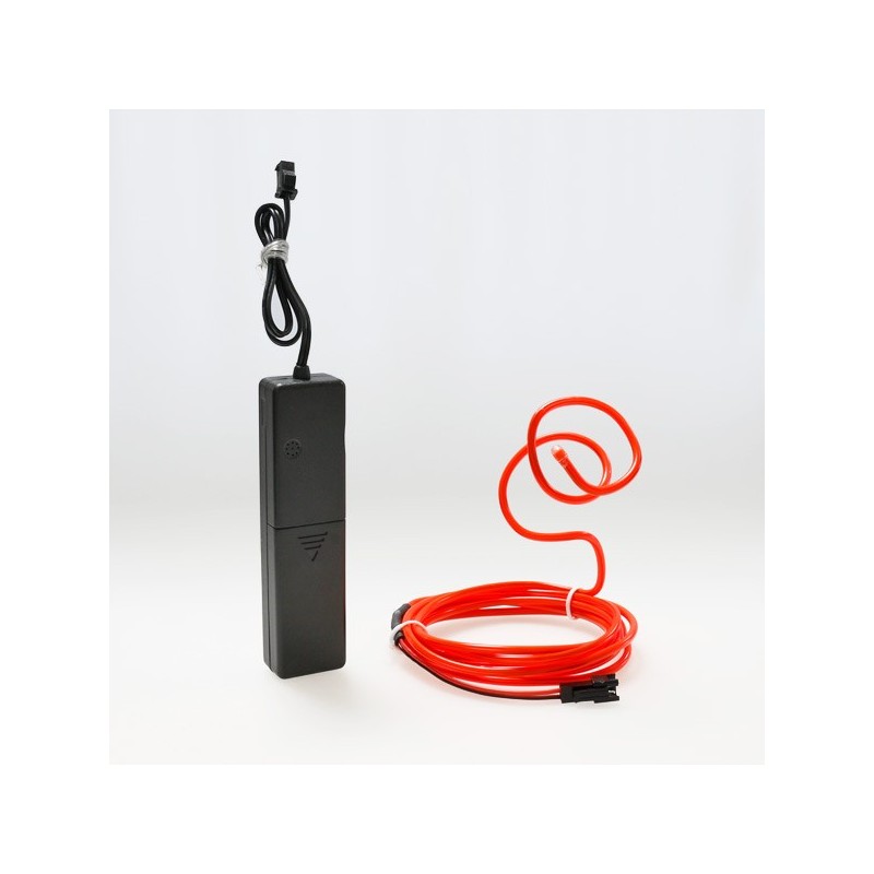 Cable luminoso moldeable 2 m rojo a pilas con sensor de sonido