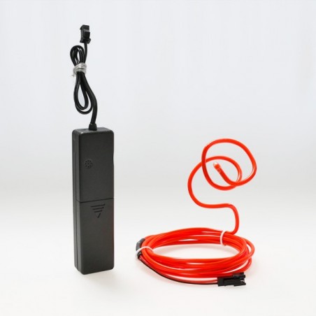 Cable luminoso moldeable 2 m rojo a pilas con sensor de sonido