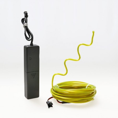 Cable luminoso moldeable 5 m amarillo a pilas con sensor de sonido