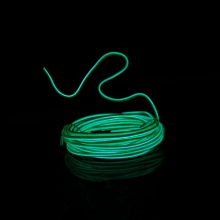 Cable luminoso moldeable 5 m verde a pilas con sensor de sonido