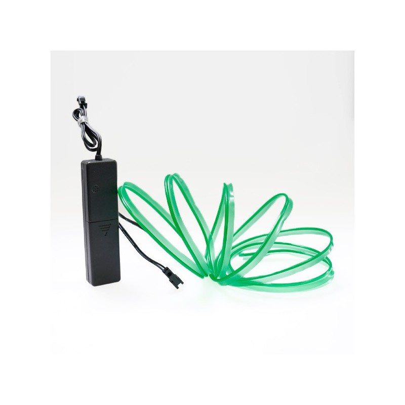 Cable luminoso bisel verde a pilas de 2 m con sensor de sonido